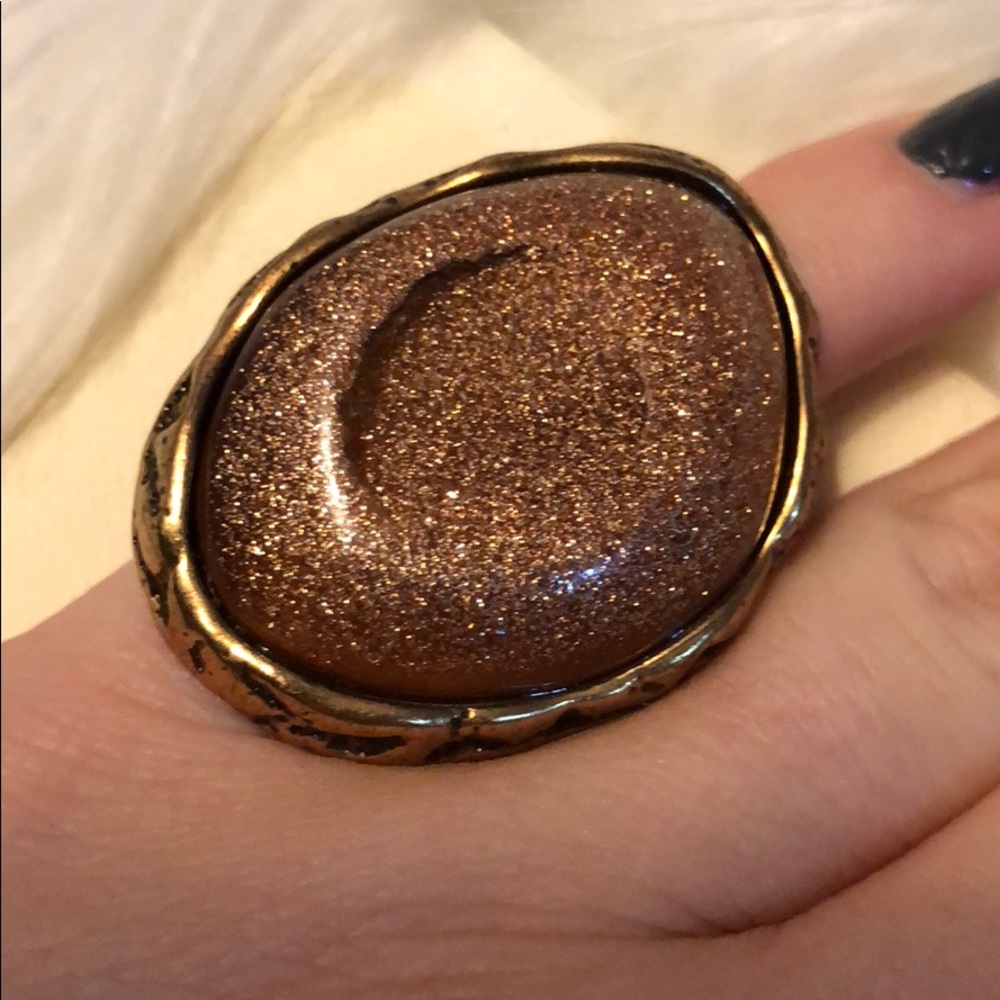 CBC Glittery Brown and Brass Colored Ring Size 6